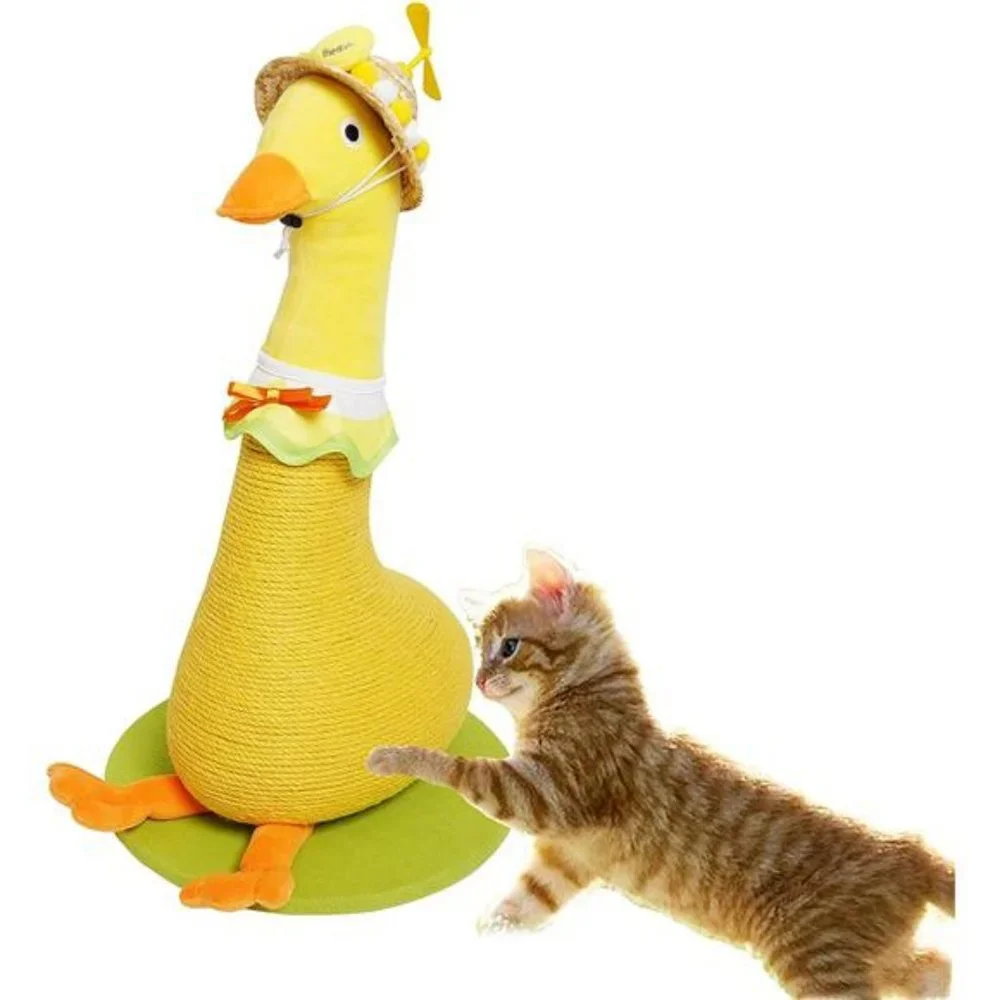 Come On Duck Cat Climbing Frame Natural Sisal Rope Cat Scratching, Yellow